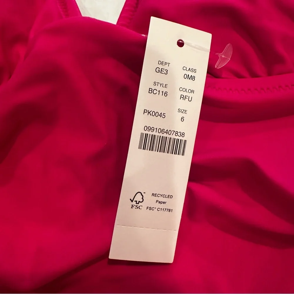 J. CREW Ruched V-Neck One Piece Swimsuit Women's 8 Radiant Fuchsia BC116‎ Beach